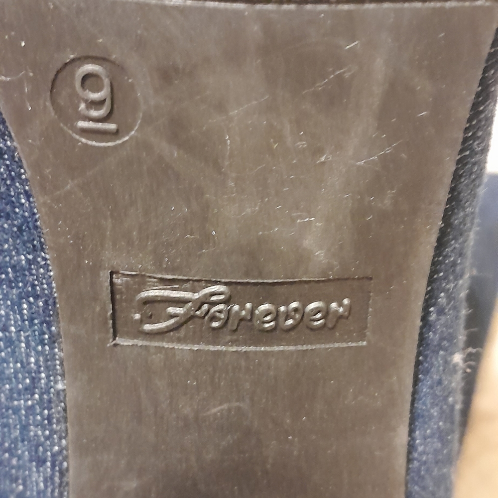 Forever 🧚♀️ Denim Boots Blue high heel 9 - Picture 10 of 11